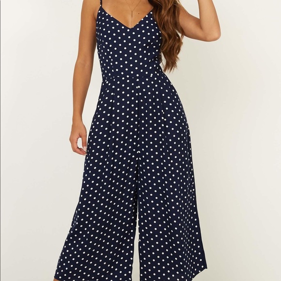 Navy polka dot showpo jumpsuit - Picture 3 of 3